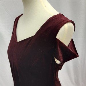Burgundy Stretch Velvet Short Dress